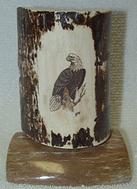 Majestic Bald Eagle On Tree Stump, Ancient Mammoth Ivory, Ancient Stellar Sea Cow Bone, Click to purchase this item.